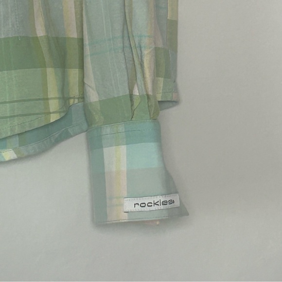 SOLD~Rockies Plaid Pastel Rodeo Cowgirl Button Shirt L - Picture 5 of 7